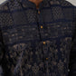 Navy Blue Woven Design Jacquard Kurtas ( ANMKO 271Navy )  [RT] [M-7]