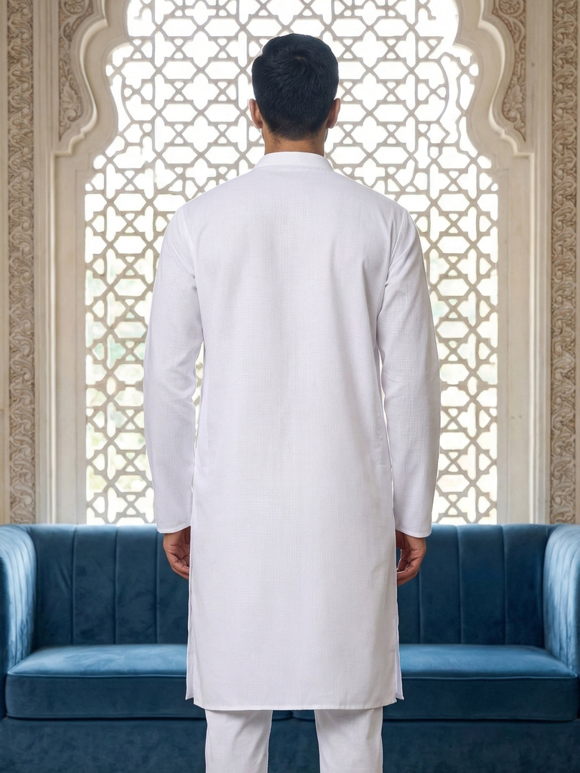Solid Kurta Pyjama for Men ( ANMKP W 273White )