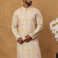 Thread Work & Printed Silk Blend Kurta ( ANMKO 279Peach )