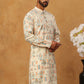 Foil Printed Cotton Blend Kurta ( ANMKO 281Cream )