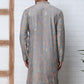 Foil Printed Cotton Blend Kurta Pyjama Set ( ANMKP W 281Grey )
