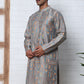 Foil Printed Cotton Blend Kurta Pyjama Set ( ANMKP W 281Grey )