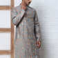 Foil Printed Cotton Blend Kurta Pyjama Set ( ANMKP W 281Grey )