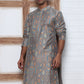 Foil Printed Cotton Blend Kurta Pyjama Set ( ANMKP W 281Grey )