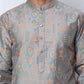 Foil Printed Cotton Blend Kurta Pyjama Set ( ANMKP W 281Grey )