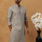 Geometric Sequin Pattern Kurta ( ANMKO 282Grey )