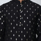Men's Foil Printed Silk Blend Kurta Pyjama Set ( ANMKP W 283Black )