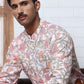 Floral Print Kurta Set with Thread Work Embroidery ( ANMKP W 284Peach )