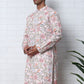 Floral Print Kurta Set with Thread Work Embroidery ( ANMKP W 284Peach )
