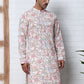 Floral Print Kurta Set with Thread Work Embroidery ( ANMKP W 284Peach )