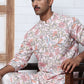 Floral Print Kurta Set with Thread Work Embroidery ( ANMKP W 284Peach )