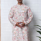 Floral Print Kurta Set with Thread Work Embroidery ( ANMKP W 284Peach )