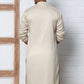 Men Silk Blend Festive Embroidered Kurtas ( ANMKO 286Beige )