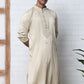 Men Silk Blend Festive Embroidered Kurtas ( ANMKO 286Beige )
