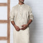 Men Silk Blend Festive Embroidered Kurtas ( ANMKO 286Beige )