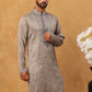 Men Silk Blend Festive Embroidered Kurta ( ANMKO 286Grey )