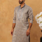 Men Silk Blend Festive Embroidered Kurta ( ANMKO 286Grey )