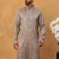 Men Silk Blend Festive Embroidered Kurta ( ANMKO 286Grey )