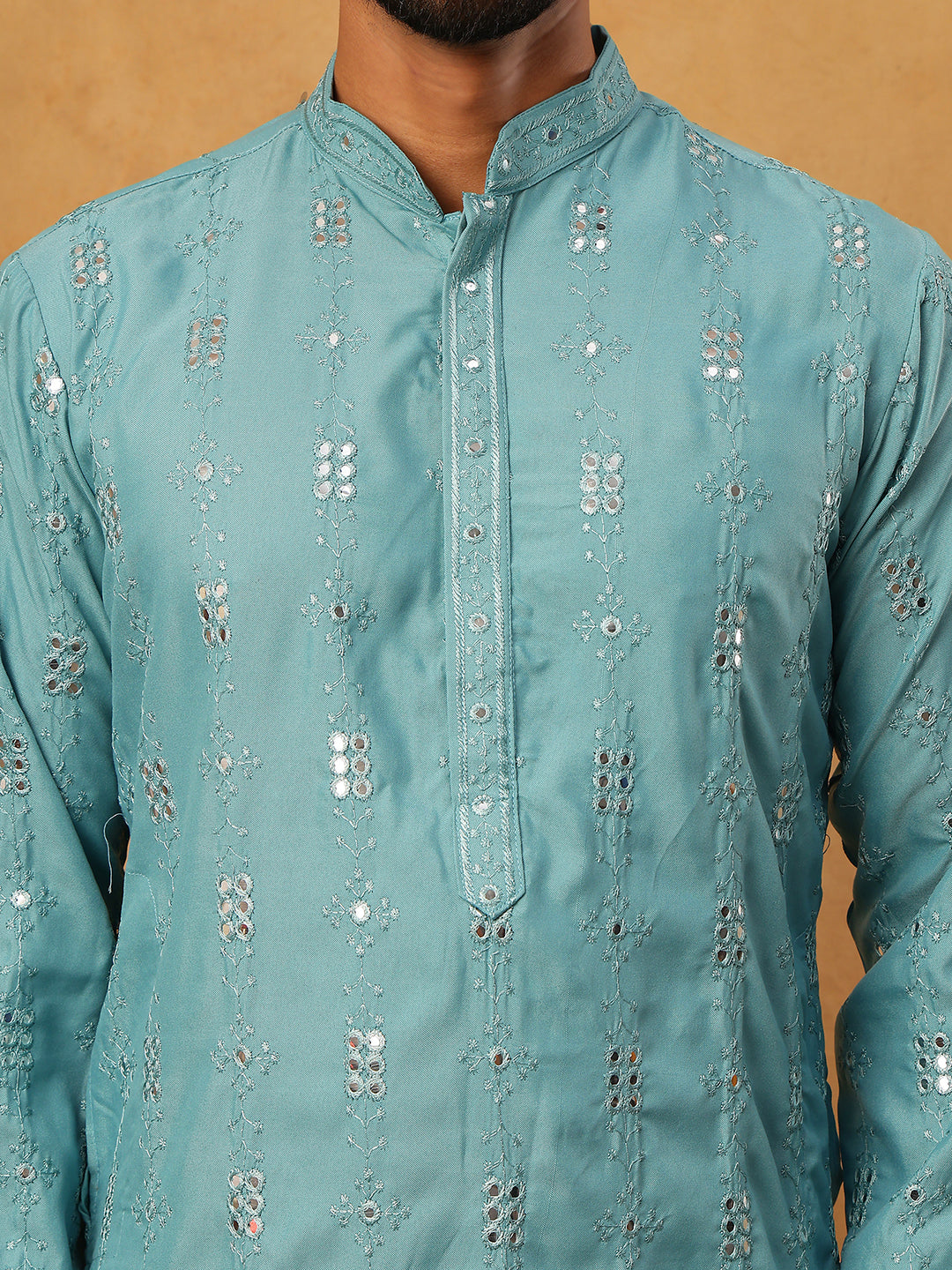Viscose Rayon Mirror-Work Kurta ( ANMKO 290Blue )
