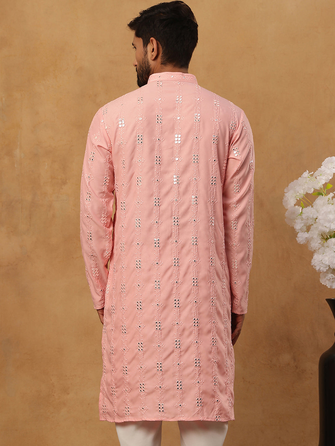 Viscose Rayon Mirror-Work Kurta ( ANMKO 290Peach )