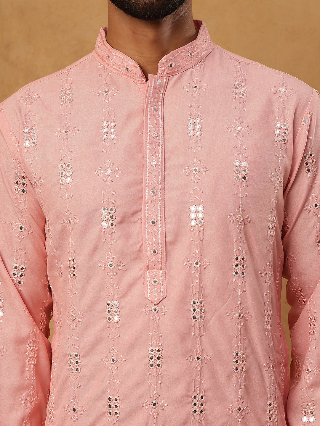Viscose Rayon Mirror-Work Kurta ( ANMKO 290Peach )