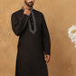 Embroidered Silk-Blend Kurta ( ANMKO 292Black )