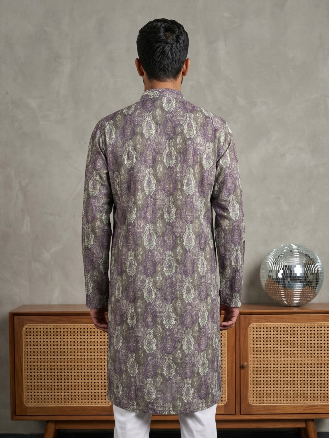Thread Work & Printed Cotton Blend Kurta ( ANMKO 297Purple )
