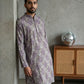 Thread Work & Printed Cotton Blend Kurta ( ANMKO 297Purple )