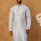 Men Silk Blend Festive Embroidered Kurta ( ANMKO 299Blue )