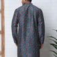 Peacock Blue Silk Blend Printed Kurta with Pyjama ( ANMKP B-P 300Peacock )