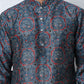 Peacock Blue Silk Blend Printed Kurta with Pyjama ( ANMKP B-P 300Peacock )