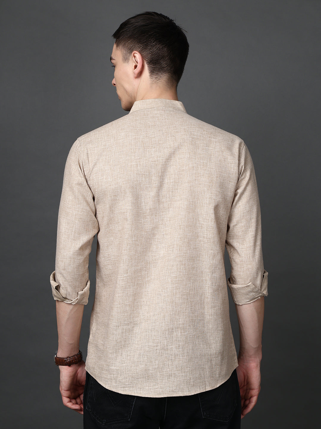 Solid Casual Short Kurta for Men ( ANMKO 302Beige )