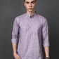 Solid Casual Short Kurta for Men ( ANMKO 302Purple )