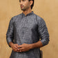 Men Silk Blend Ethnic Kurta Pyjama Set ( ANMKP B-P 303Silver )
