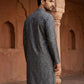 Men Silk Blend Ethnic Kurta ( ANMKO 303Silver )