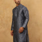 Men Silk Blend Ethnic Kurta Pyjama Set ( ANMKP B-P 303Silver )
