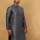 Men Silk Blend Ethnic Kurta Pyjama Set ( ANMKP B-P 303Silver )