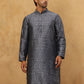 Men Silk Blend Ethnic Kurta Pyjama Set ( ANMKP B-P 303Silver )
