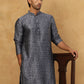 Men Silk Blend Ethnic Kurta Pyjama Set ( ANMKP B-P 303Silver )