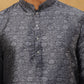 Men Silk Blend Ethnic Kurta Pyjama Set ( ANMKP B-P 303Silver )