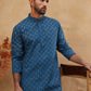 Cotton Blend All-Over Printed Kurta ( ANMKO 305Blue )