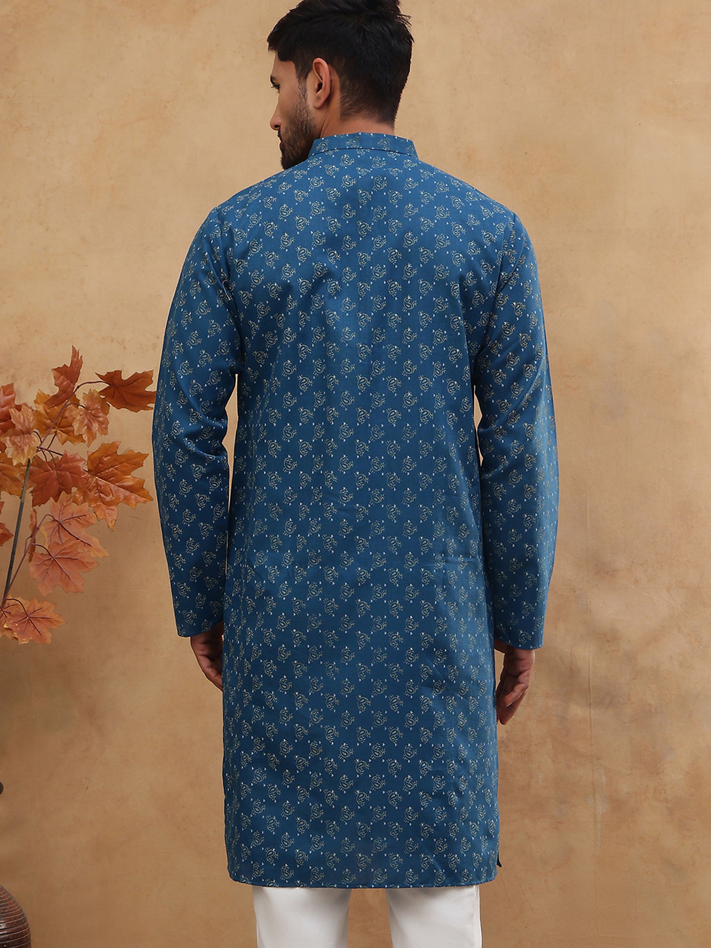 Cotton Blend All-Over Printed Kurta ( ANMKO 305Blue )