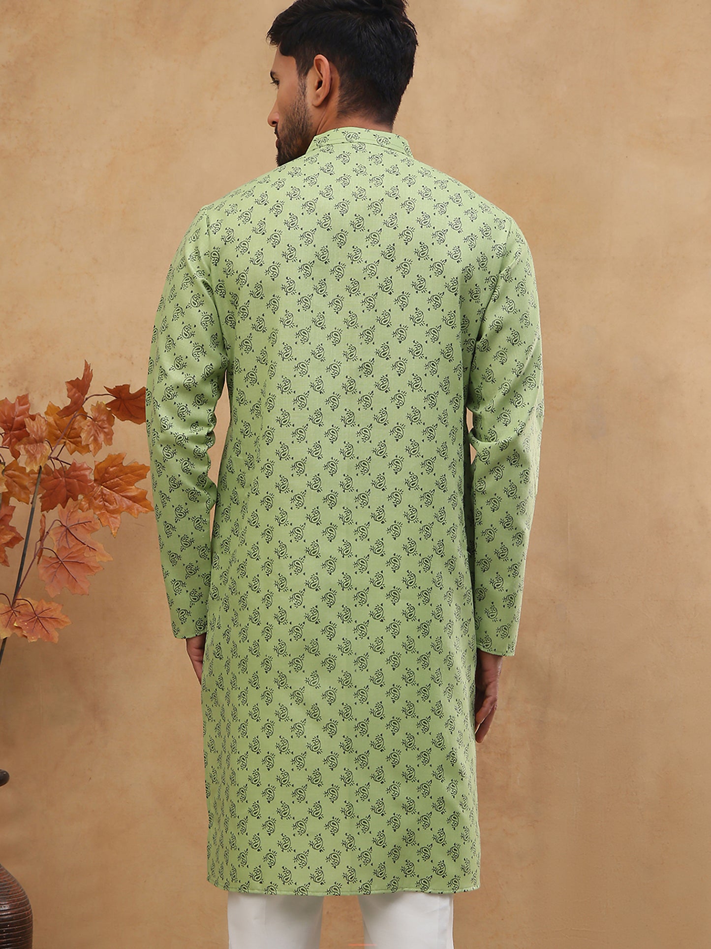 Cotton Blend All-Over Printed Kurta ( ANMKO 305Green )