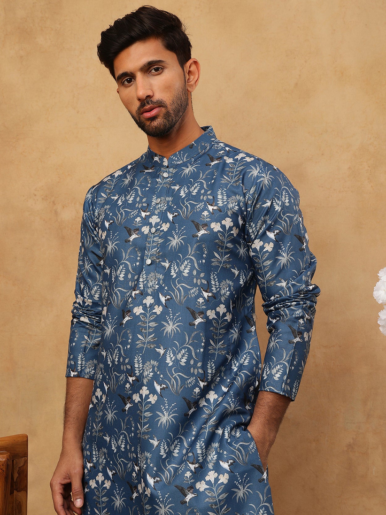 Cotton Blend Printed Kurta ( ANMKO 307Blue )