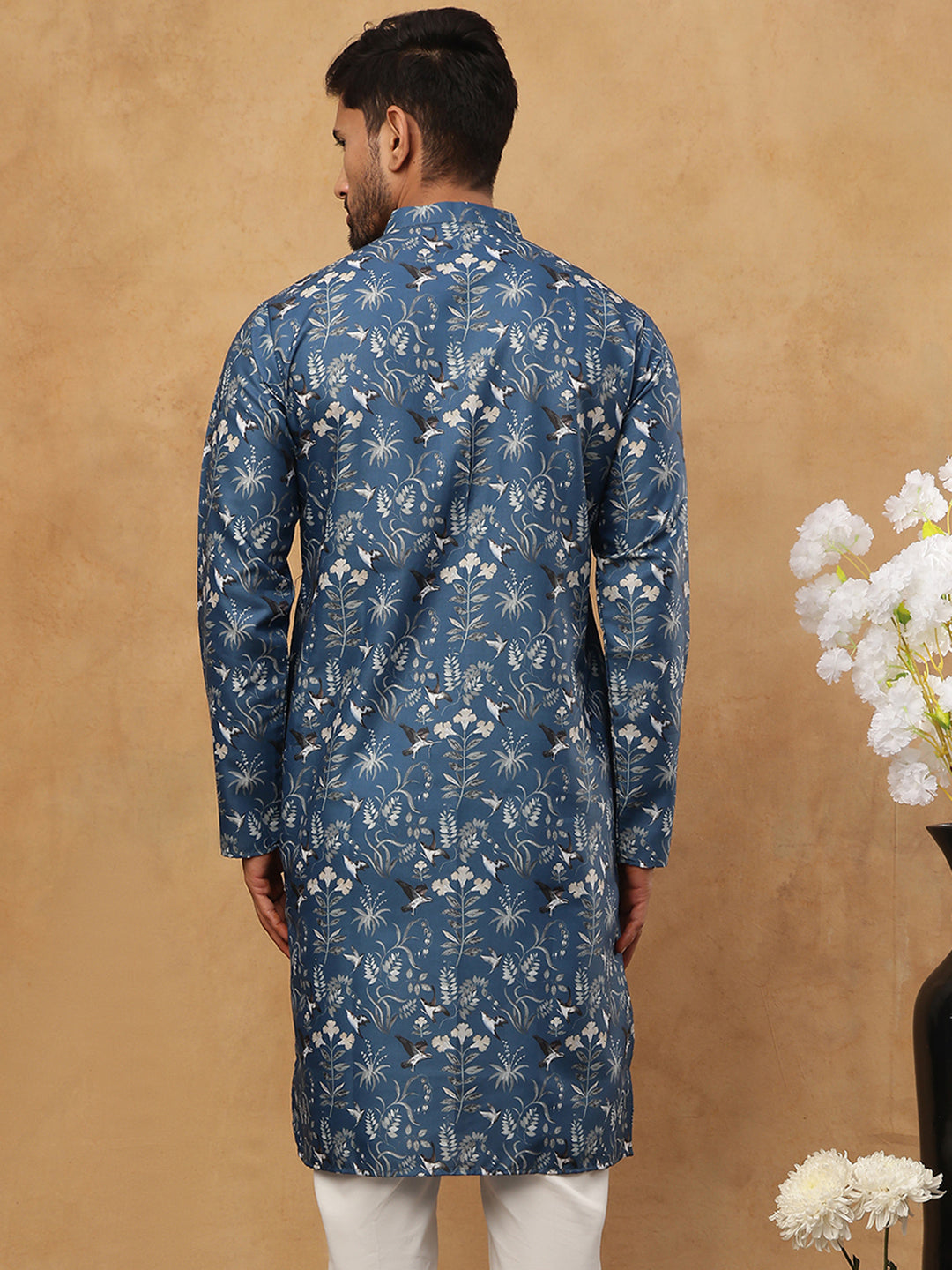 Cotton Blend Printed Kurta ( ANMKO 307Blue )
