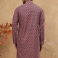 Cotton Blend Printed & Embroidered Kurta ( ANMKO 308Maroon )
