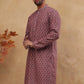 Cotton Blend Printed & Embroidered Kurta ( ANMKO 308Maroon )