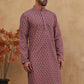 Cotton Blend Printed & Embroidered Kurta ( ANMKO 308Maroon )