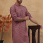 Cotton Blend Printed & Embroidered Kurta ( ANMKO 308Maroon )