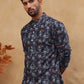 Cotton Blend Printed & Embroidered Kurta ( ANMKO 308Navy )